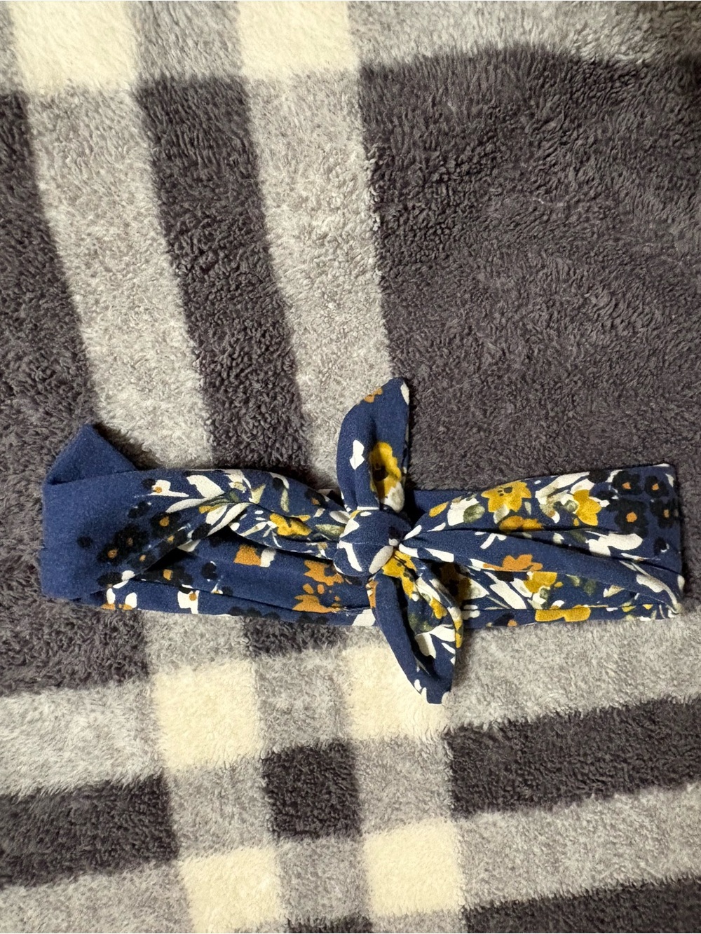 Floral Knot Headband - Navy with Yellow Flowers